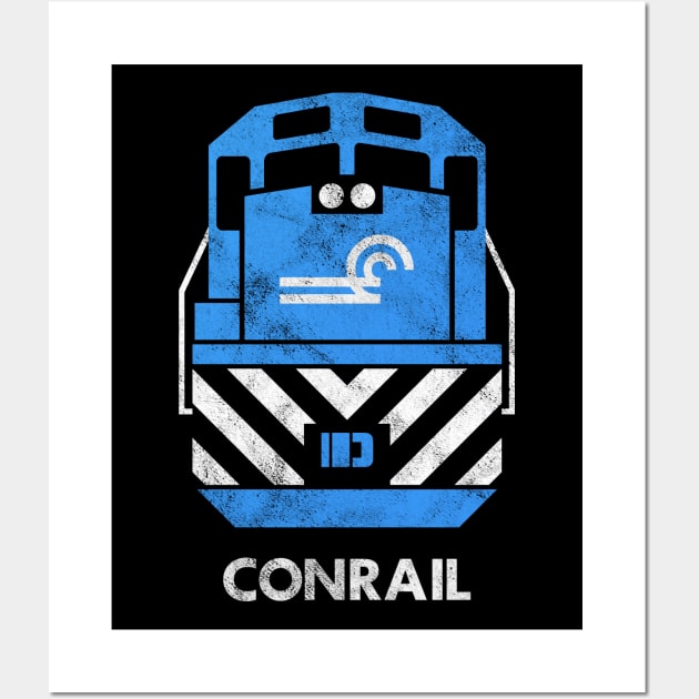 Vintage Conrail Railroad Train Engine T-Shirt Wall Art by Turboglyde